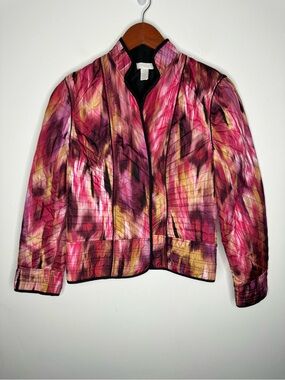 Chico’s Reversible Quilted Jacket Abstract Print Pink Purple Women’s S Chico’s 0